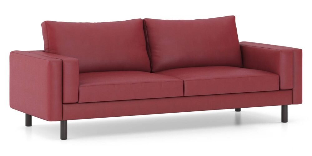 Nolan Leatherette Sofa (Garnet Red) - Image 2