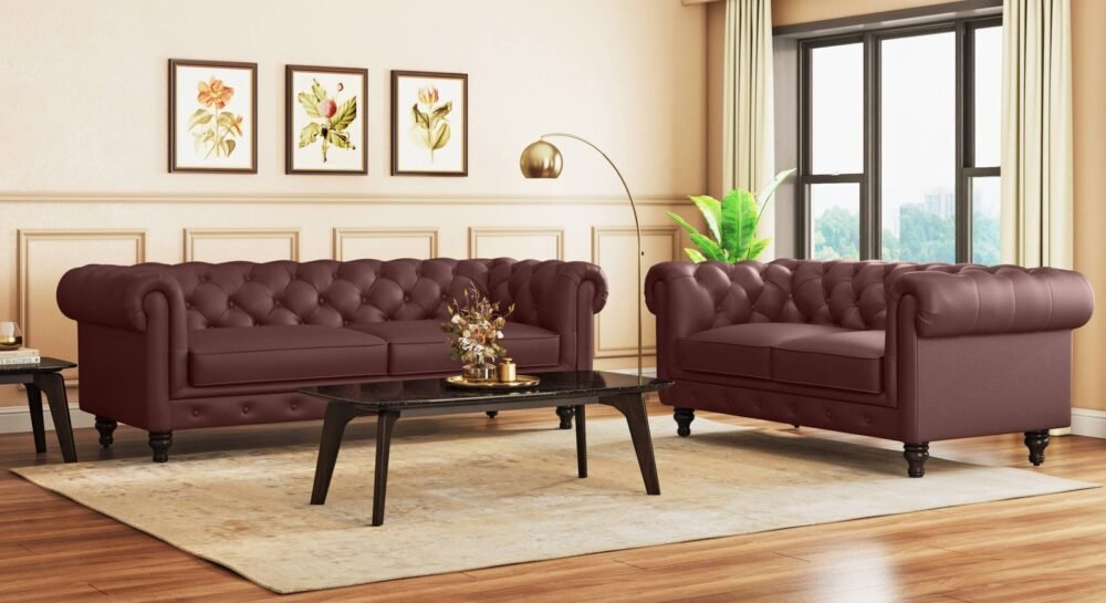 Winchester Premium Italian Leather Sofa (Bordeaux Italian Leather) - Image 3