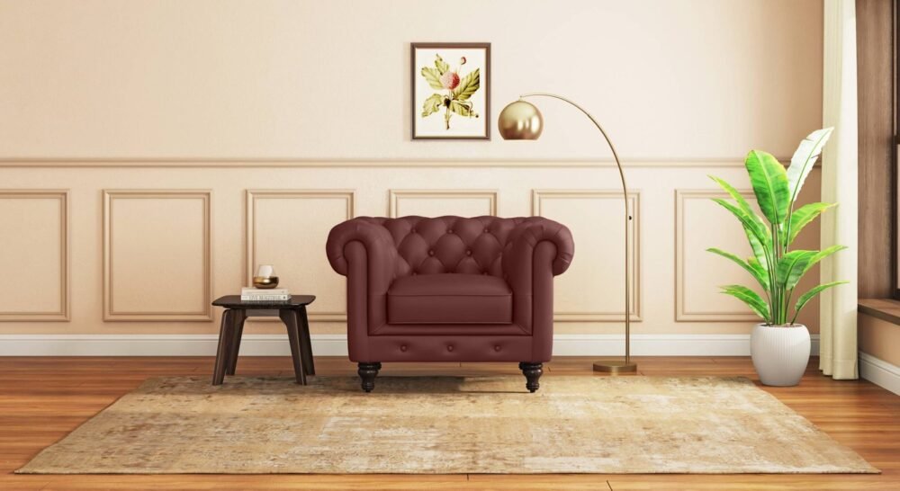 Winchester Premium Italian Leather Sofa (Bordeaux Italian Leather) - Image 6