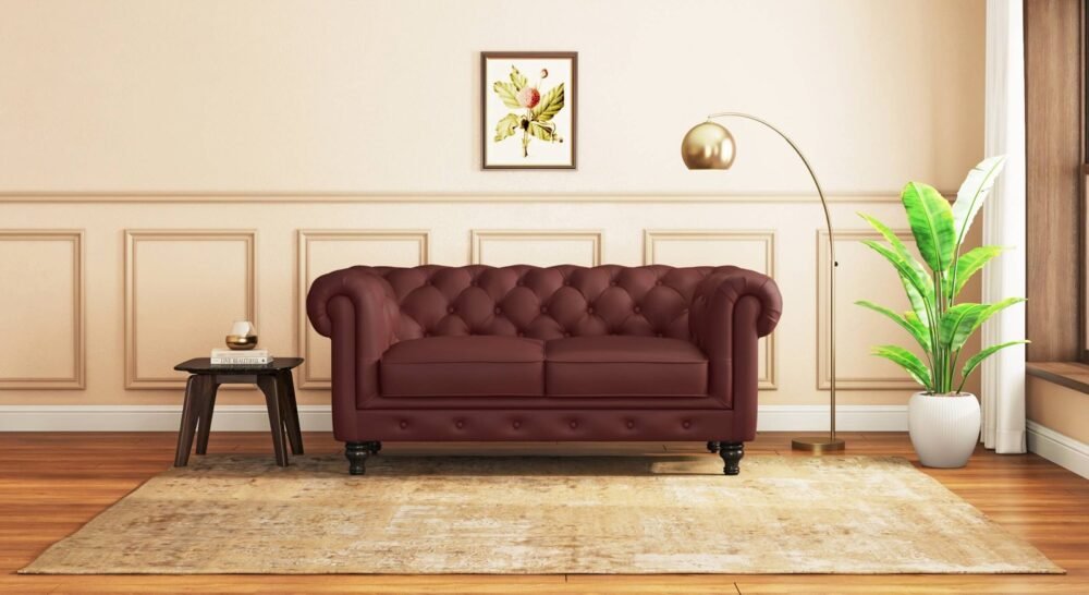Winchester Premium Italian Leather Sofa (Bordeaux Italian Leather) - Image 5