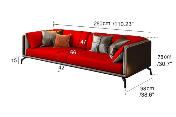 Madge Modern Luxury Leather Sectional Sofa Set with Chaise ...