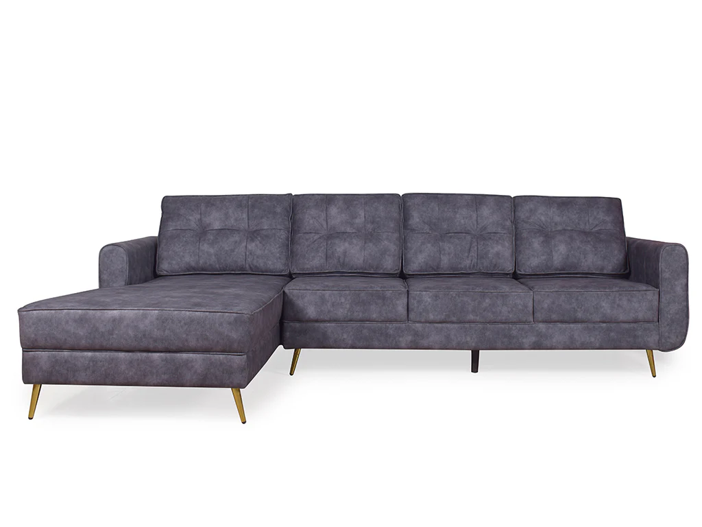 Connor Sectional L Sofa in Dark Grey Suede Fabric - Image 8