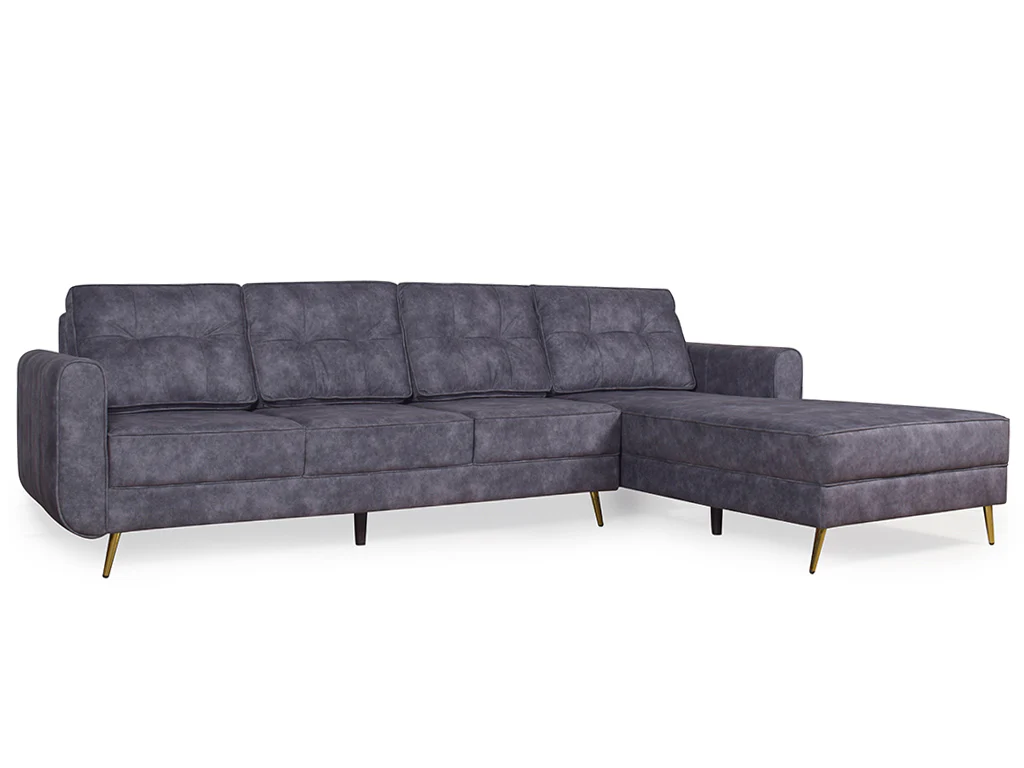 Connor Sectional L Sofa in Dark Grey Suede Fabric - Image 7