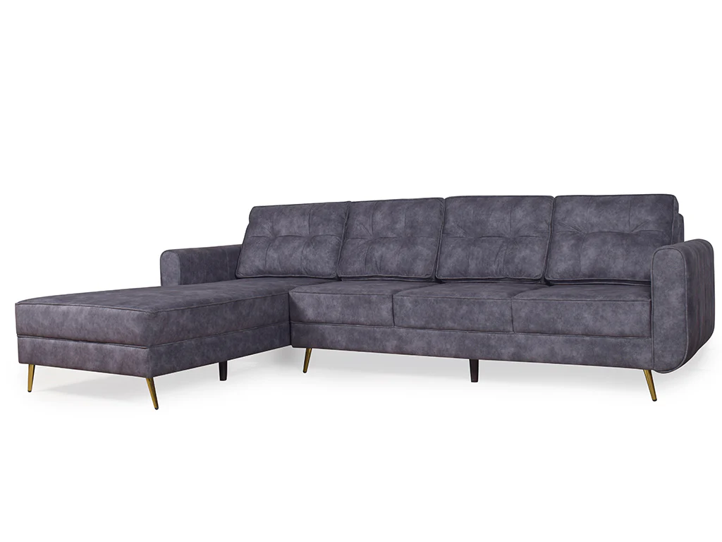 Connor Sectional L Sofa in Dark Grey Suede Fabric - Image 9