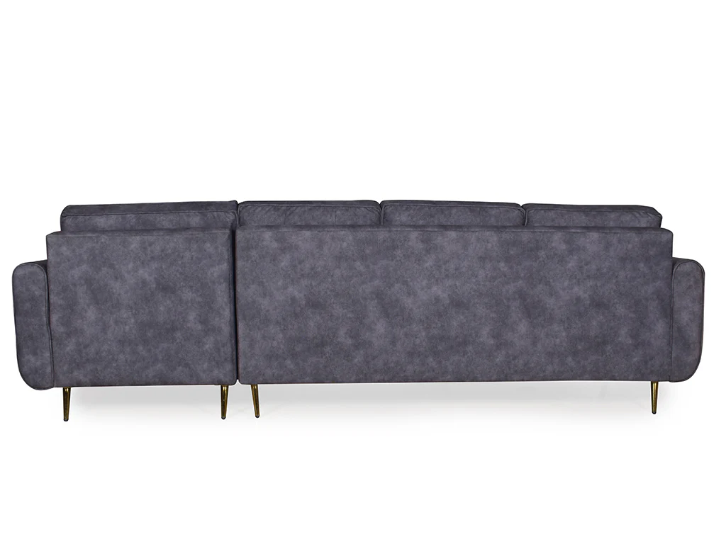 Connor Sectional L Sofa in Dark Grey Suede Fabric - Image 3