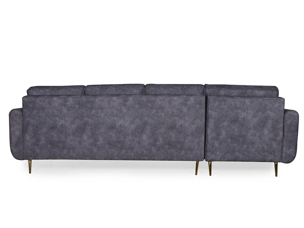 Connor Sectional L Sofa in Dark Grey Suede Fabric - Image 11