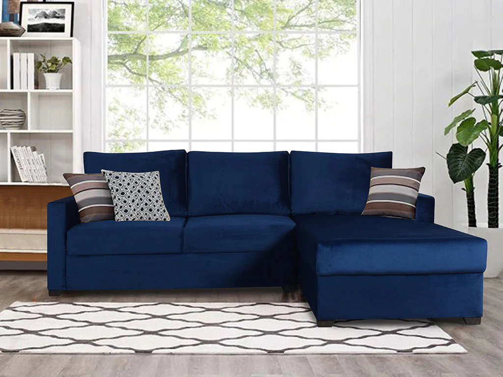 Walter Sectional Sofa In Blue Velvet Fabric - Image 5