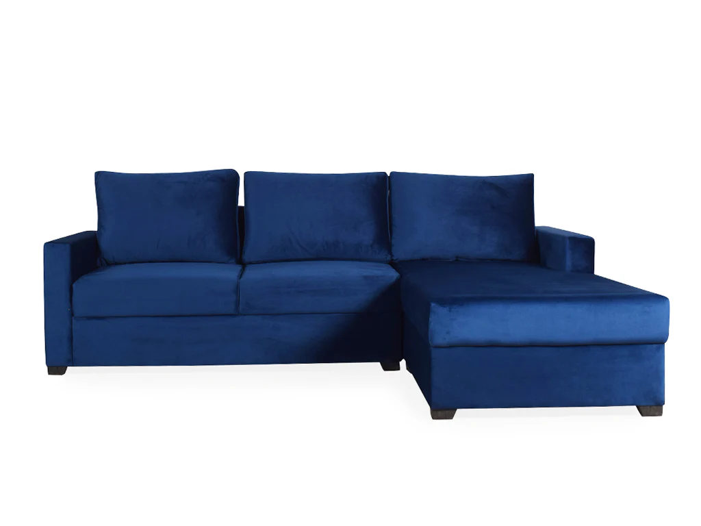Walter Sectional Sofa In Blue Velvet Fabric - Image 7