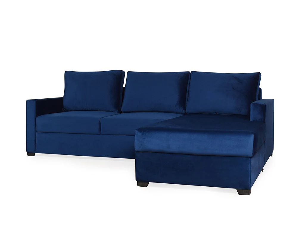 Walter Sectional Sofa In Blue Velvet Fabric - Image 6