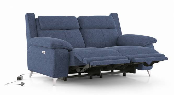 Emila Fabric Two Seater Motorized Recliner in Blue - Image 4