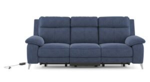 Emila Fabric Three Seater Motorized Recliner in Blue