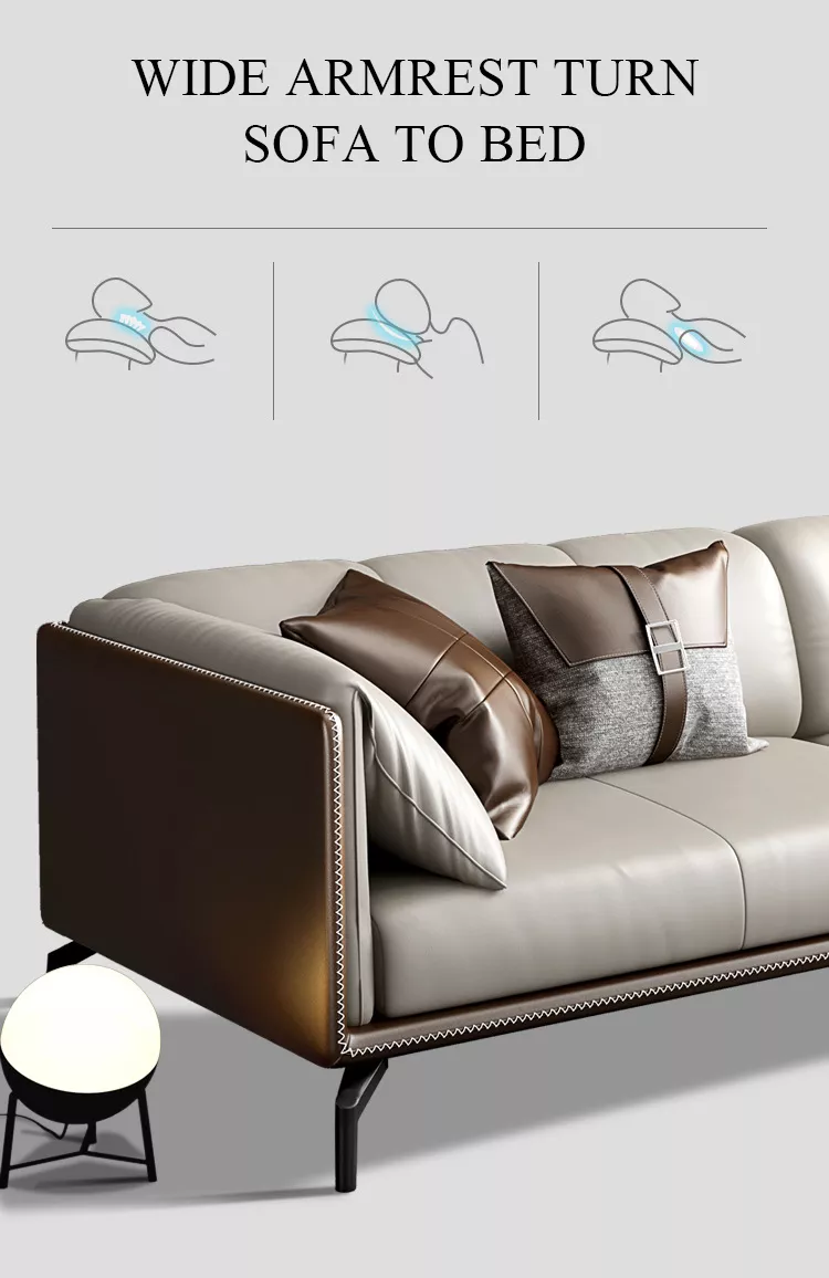 Madge Modern Luxury Leather Sectional Sofa Set with Chaise - Image 3