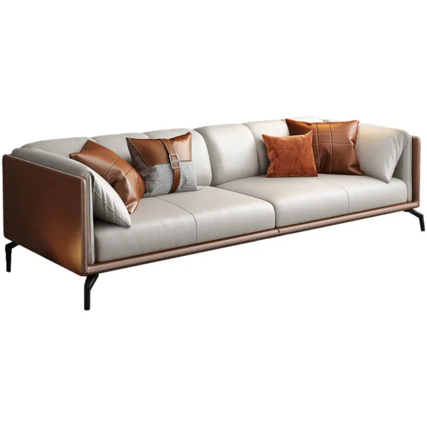 Madge Modern Luxury Leather Sectional Sofa Set with Chaise ...