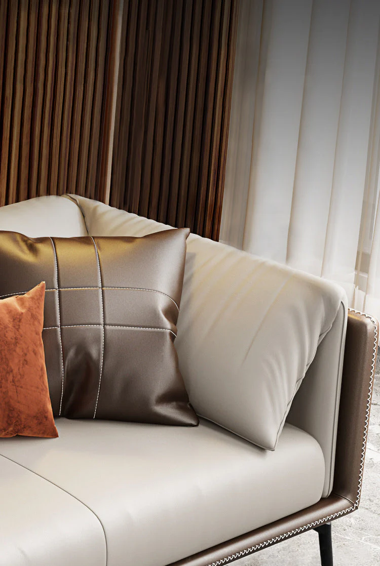 Madge Modern Luxury Leather Sectional Sofa Set with Chaise - Image 12