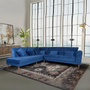 Evelyn Sectional Sofa in Blue Fabric