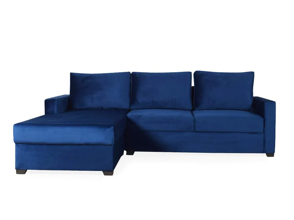 Walter Sectional Sofa In Blue Velvet Fabric - Image 4