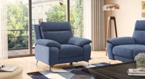 Emila One Seater Motorized Recliner in Blue