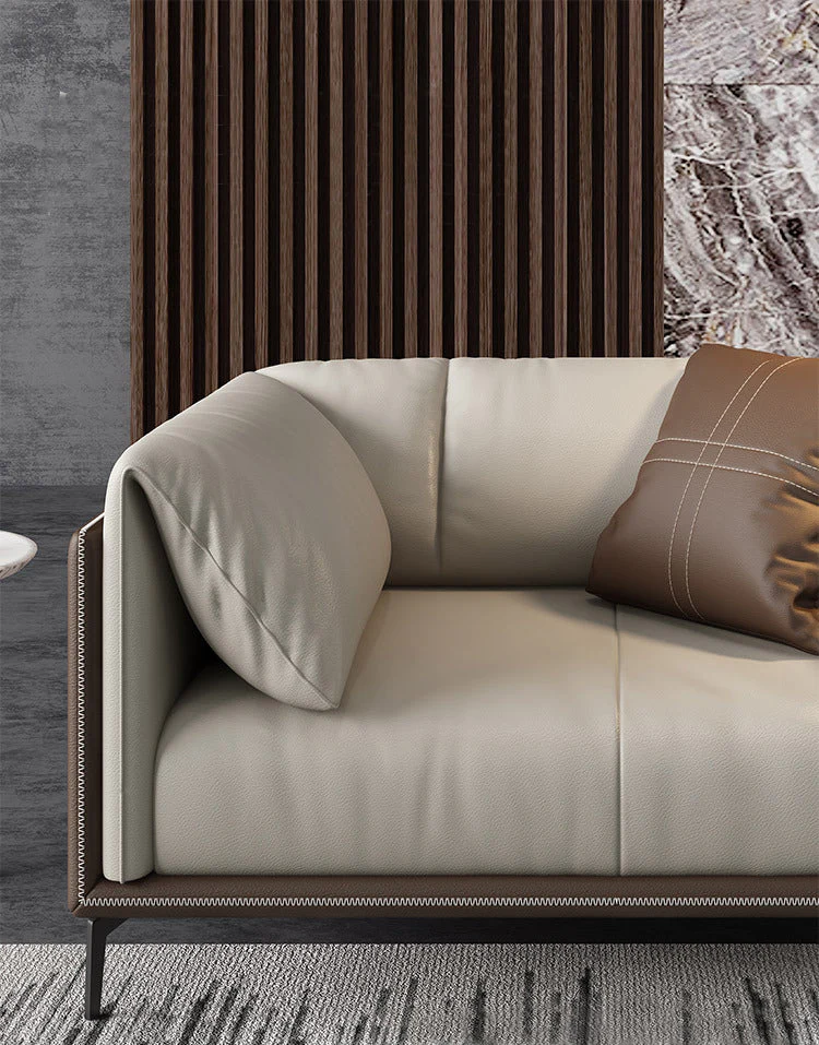 Madge Modern Luxury Leather Sectional Sofa Set with Chaise - Image 15