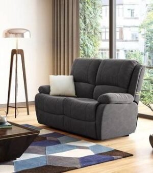 Lebowski Fabric Two Seater Manual Recliner in Smoke Fabric